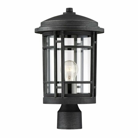 DESIGNERS FOUNTAIN Barrister 1-Light Weathered Pewter Steel Line Voltage Outdoor Weather Resistant Post Light 22436-WP